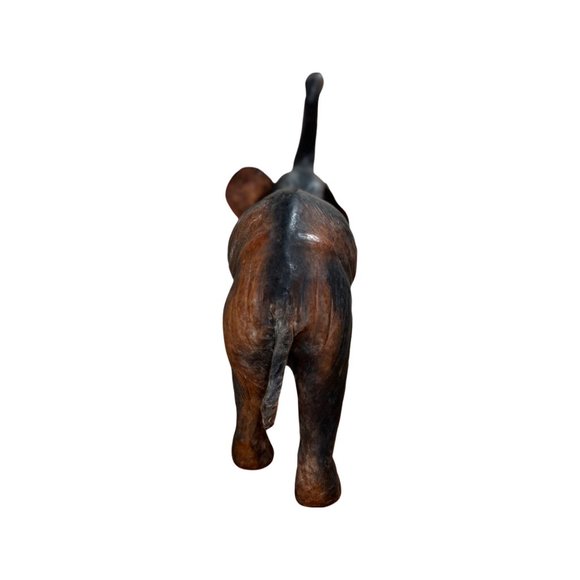 Vintage Leather Wrapped Elephant Table Top Sculpture - Picture 2 of 10